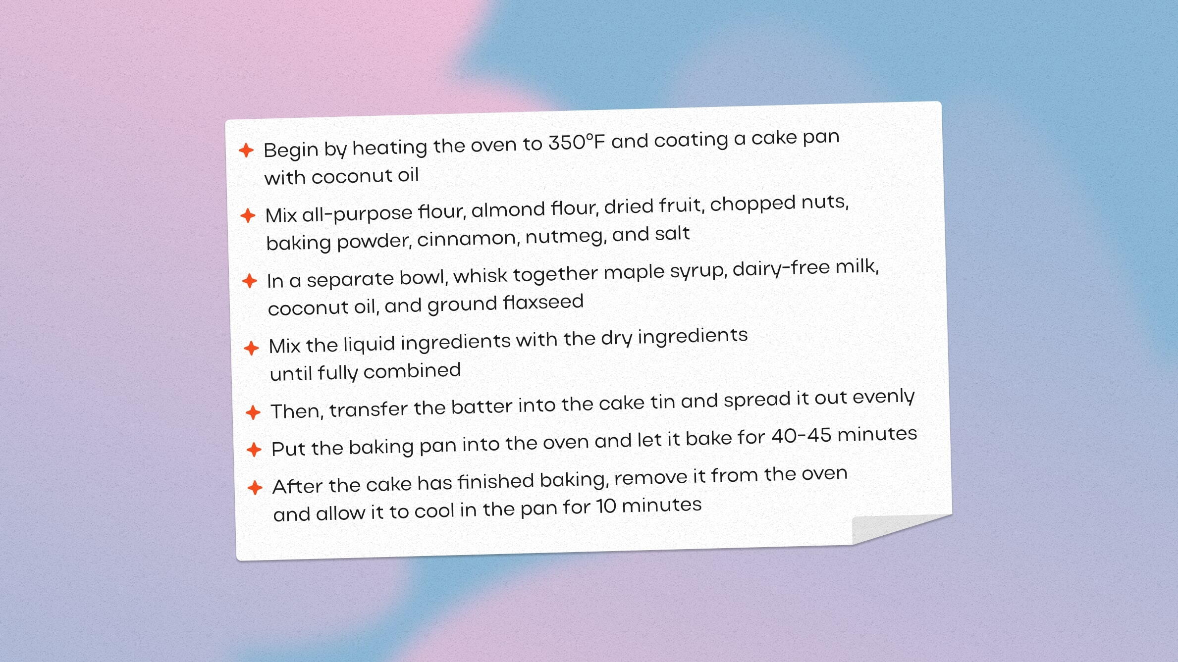 The method of cooking a vegan christmas cake