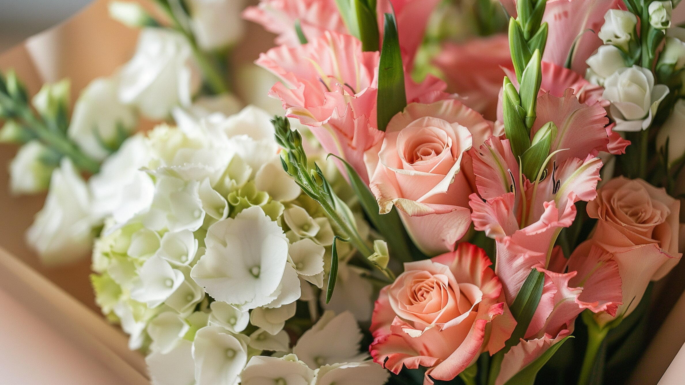 Gladioli in a bouquet