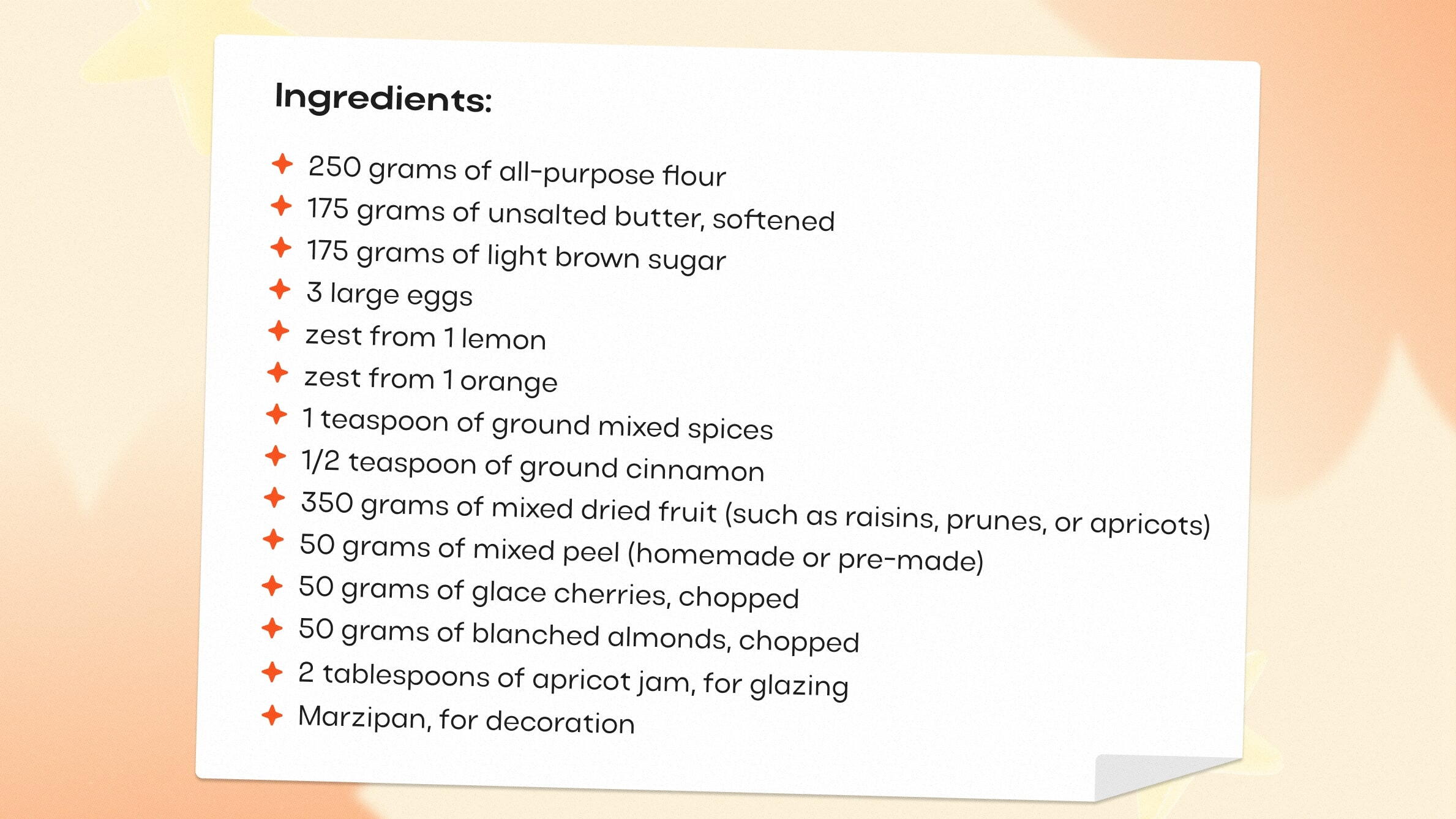 Ingredients for Simnel cake
