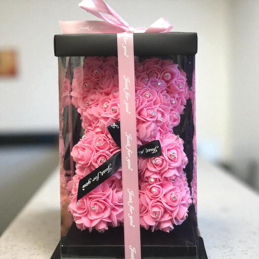 Rose teddy bear with diamonds