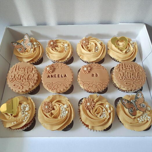 Nude brown personalised cupcakes