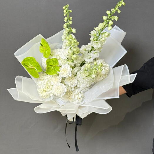 White Hydrangea and Anthurium Bouquet