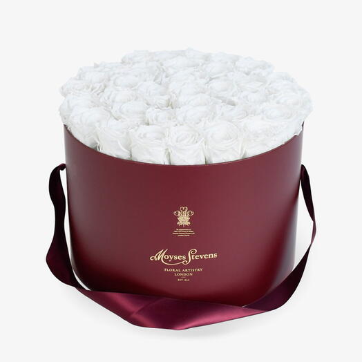 White Preserved Roses Hatbox