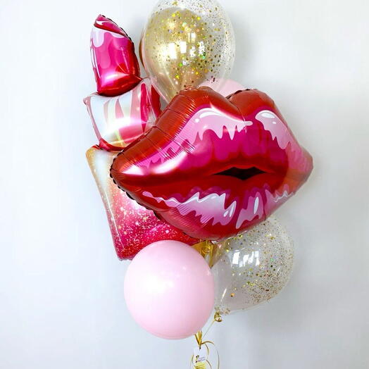 Lipstick Sparkle Balloons – 7 Balloon Set (Helium Inflated)