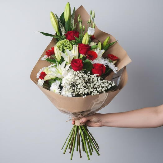 Букет красных бархатных роз