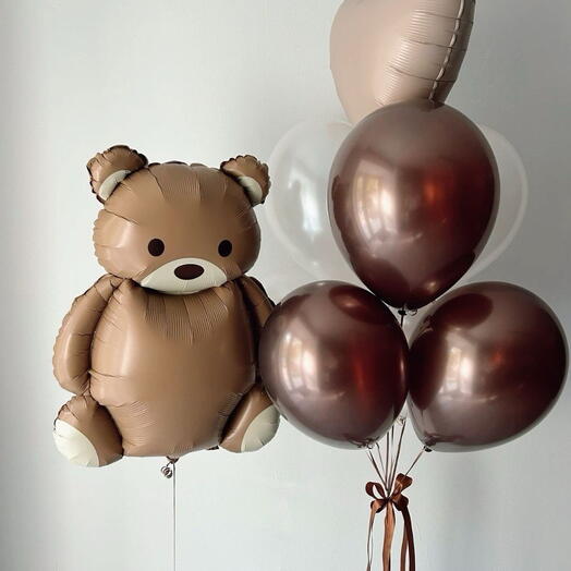 Chocolate Teddy – 7 Balloon Set (Helium Inflated)