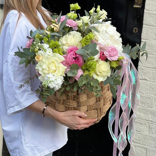 Spring Meadow (eustoma , eucalyptus , hydrangeas , peonies , ranunculus, matthiola and french roses )