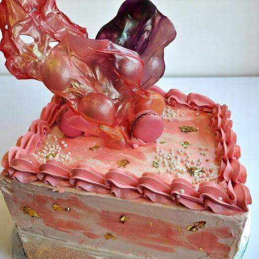 Pink Elegance Coconut Birthday Cake – Modern Art-Inspired Celebration Cake