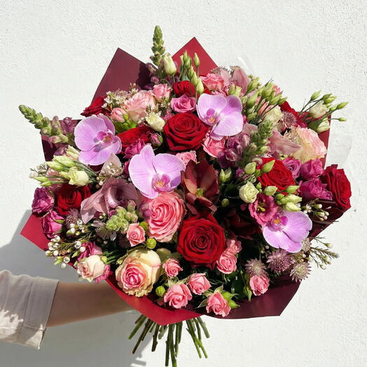 Amour – Luxury Red Roses   Pink Orchid Romantic Bouquet