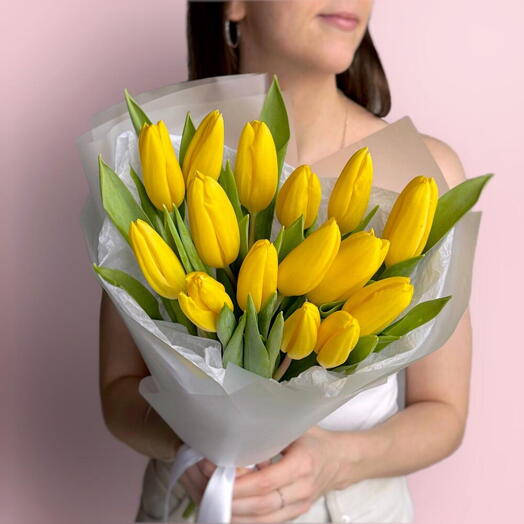 Bright Yellow Tulip Bouquet (15 Stems)