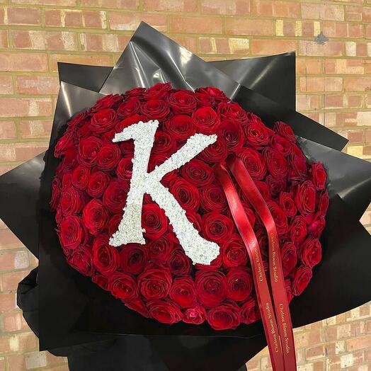 100 Red Roses with Personalized Letter