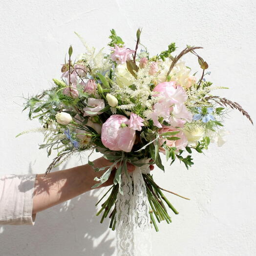 Wild   Natural Garden Bouquet – Boho Style Peonies, Sweet Peas   Seasonal Flowers