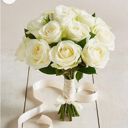 White Roses Bridal Bouquet