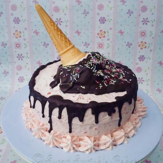 Melting cone ice cream cake
