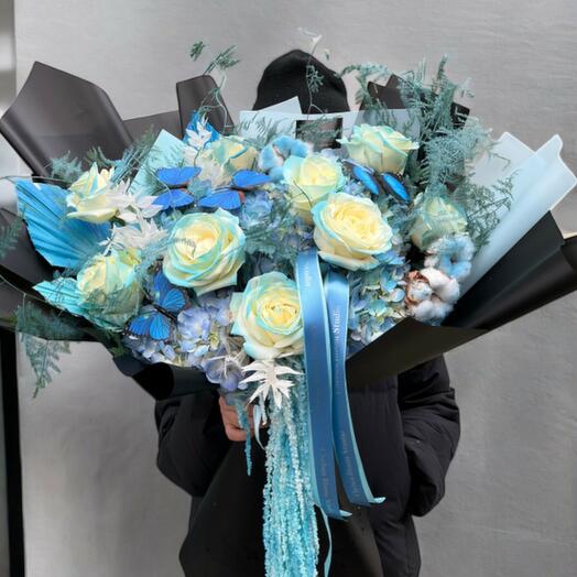 Corps Bride Themed Bouquet – Enchanted Blue Floral Fantasy