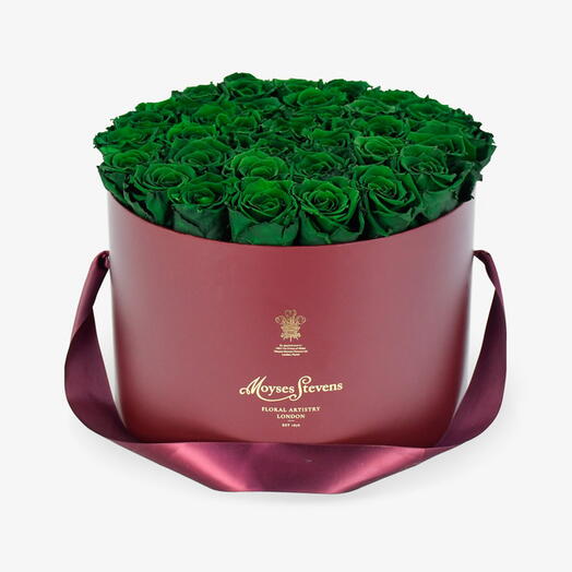 Green Preserved Roses Hatbox