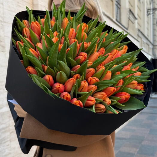 100 orange tulips
