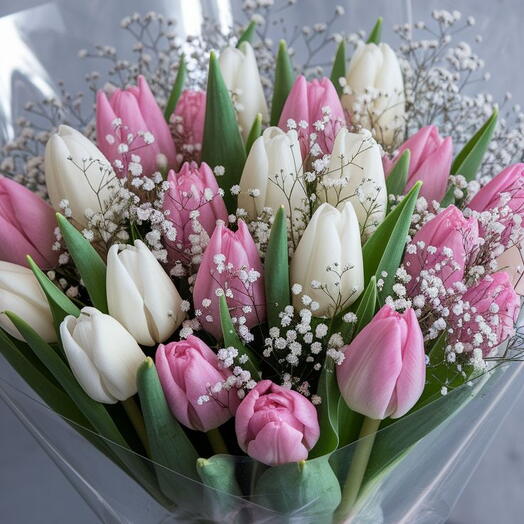 Розово-белый тюльпан