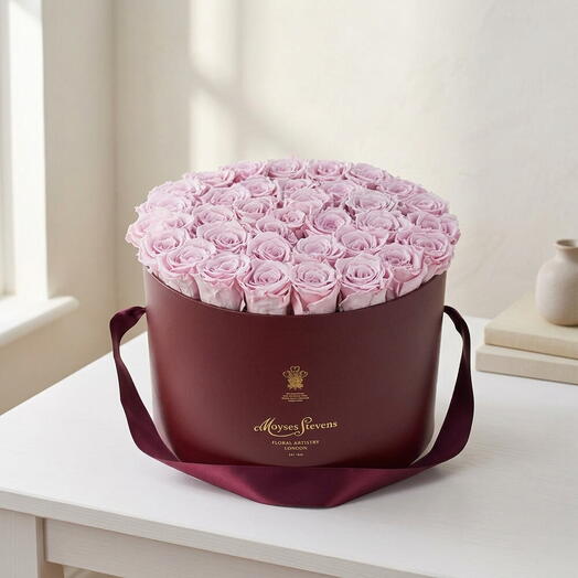 Pink Preserved Roses Hatbox