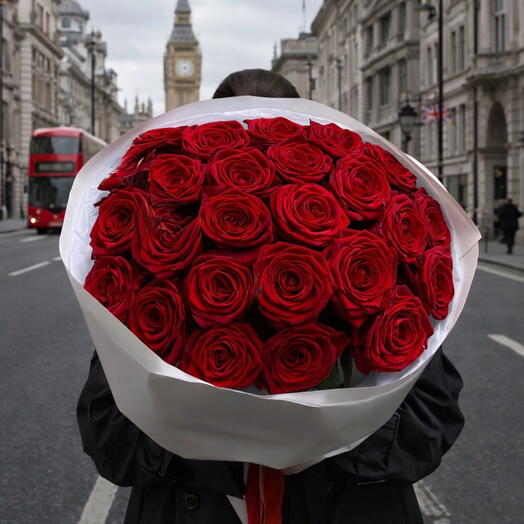 Romantic Red Roses Bouquet — Premium Flowers London