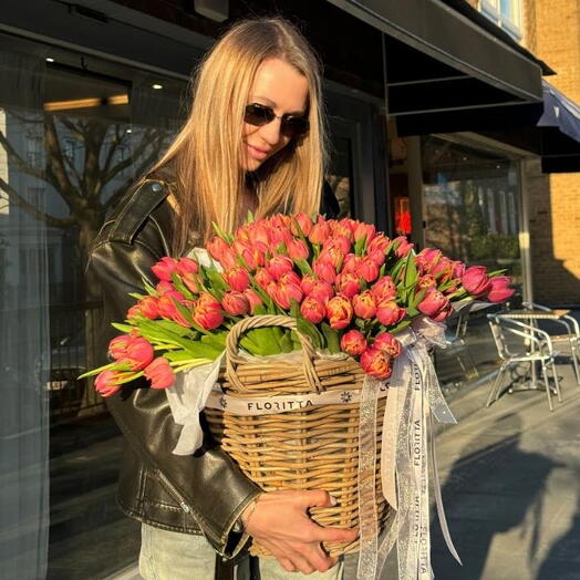 Radiant Tulips Basket