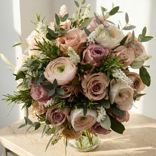 Blush Mocha Garden Rose Arrangement