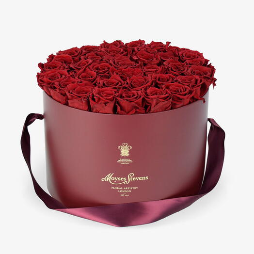 Red Preserved Roses Hatbox