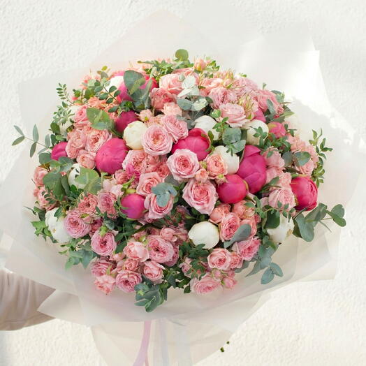 Luxury Pink Peony   Garden Rose Bouquet – Romantic Blush Floral Arrangement