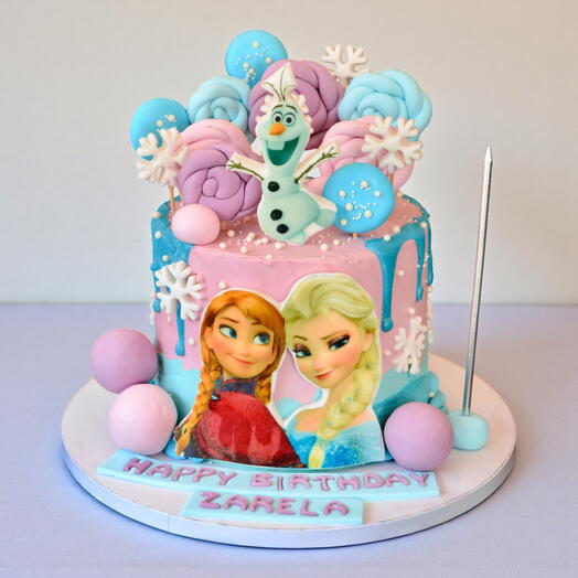 🎀 Cartoon Princess Winter Theme Birthday Cake – Handmade   Custom Design