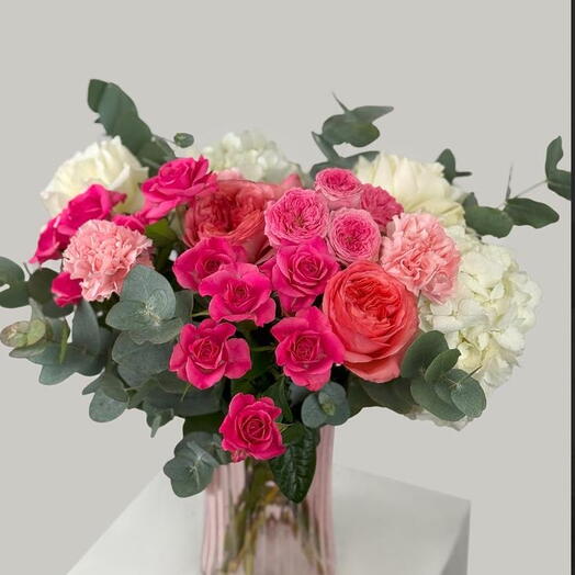Secret Admiration (peony spray roses , eucalyptus , dianthus , hydrangeas, french roses)