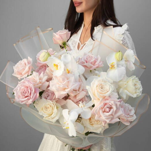 Blush Roses and Orchids Bouquet