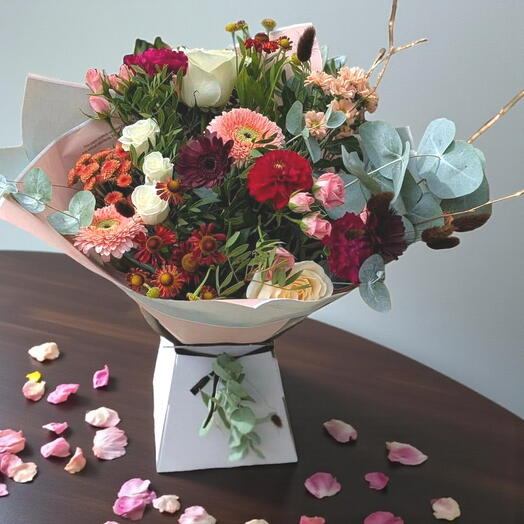 Autumn flowers aqua pack bouquet