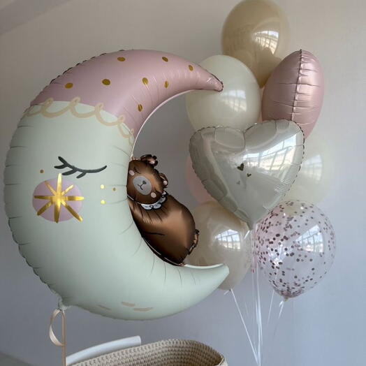 Moon   Teddy Balloon Set