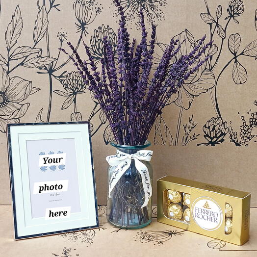 Dried Lavender Picture Frame Silver Plated and Chocolate