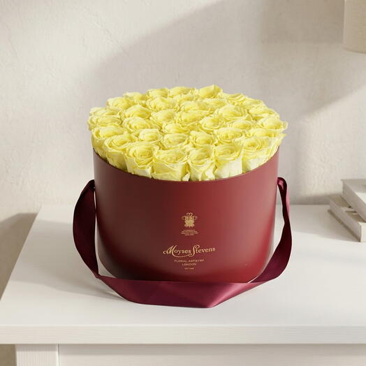 Yellow Preserved Roses Hatbox