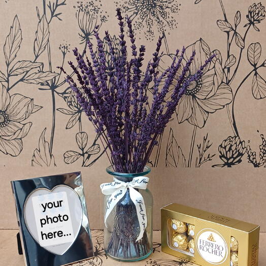 Picture Frame Heart Silver Plated Droed Lavender Chocolate Personalised Birthday Gift