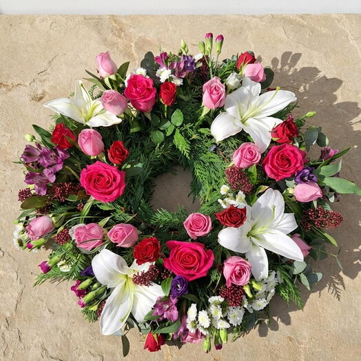 Роскошный венок 18"- яркий разноцветный