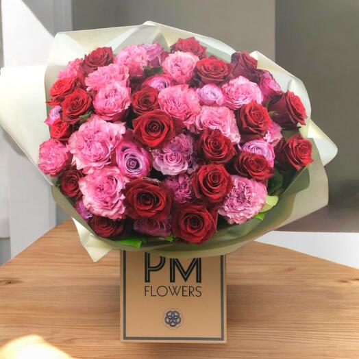 Jewel of the Night – Luxury Red, Cerise   Purple Rose Bouquet