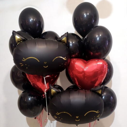 Black Cats   Hearts Balloon Set