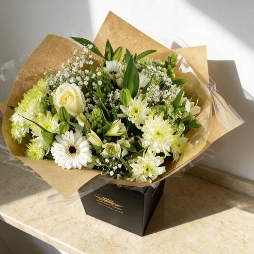 Sympathy hand-tied flower bouquet