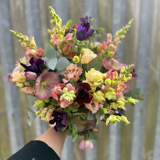 Anemone and hellebore bouquet
