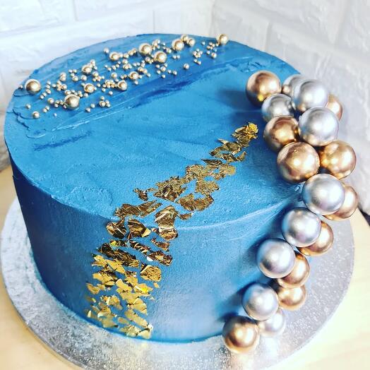 Blue   Gold Luxe Celebration Cake