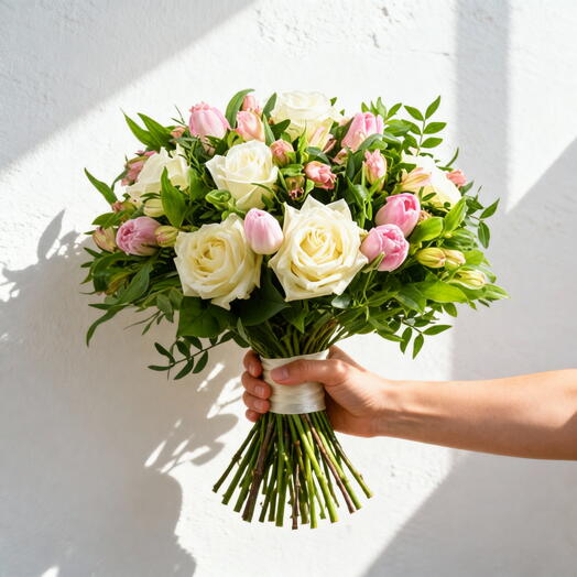 Lush hand-tied flower bouquet