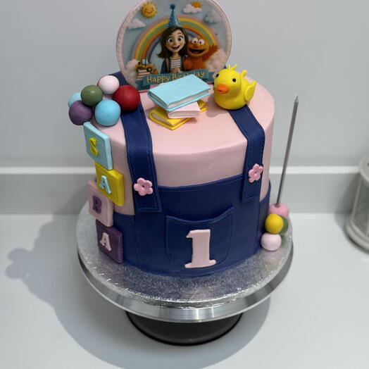 🎀 Dungarees 1st Birthday Cake – Handmade   Custom Design