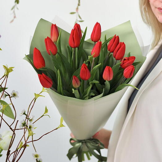 Red Tulip Bouquet (15 Stems)