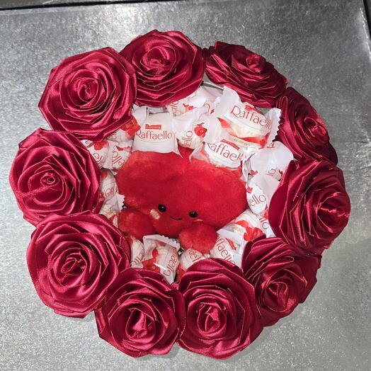 Luxury Red Rose Gift Box with Chocolates Plush Heart