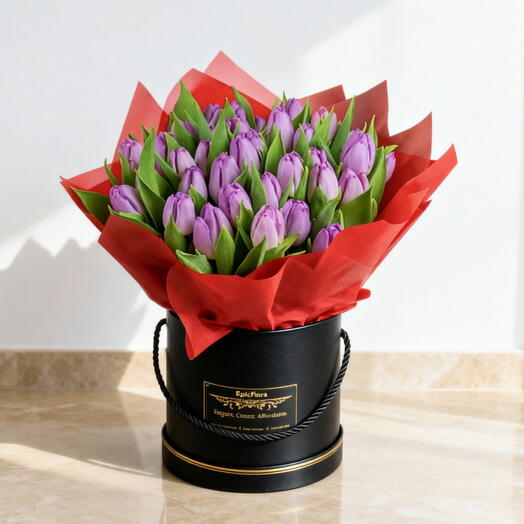 Purple tulips hand-tied bouquet