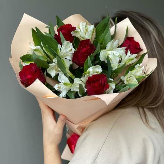 Red Roses and Alstroemerias