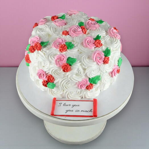 Rose Swirl Vintage Cake – Handmade   Custom Message