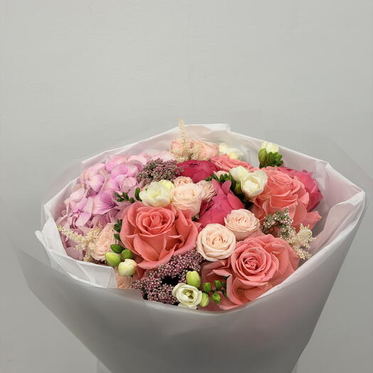 Pink Peony and Rose Bouquet